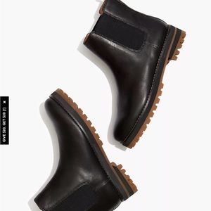 Madewell Ivy Lug Sole Chelsea Boot - Smooth Leather - Black - 6.5